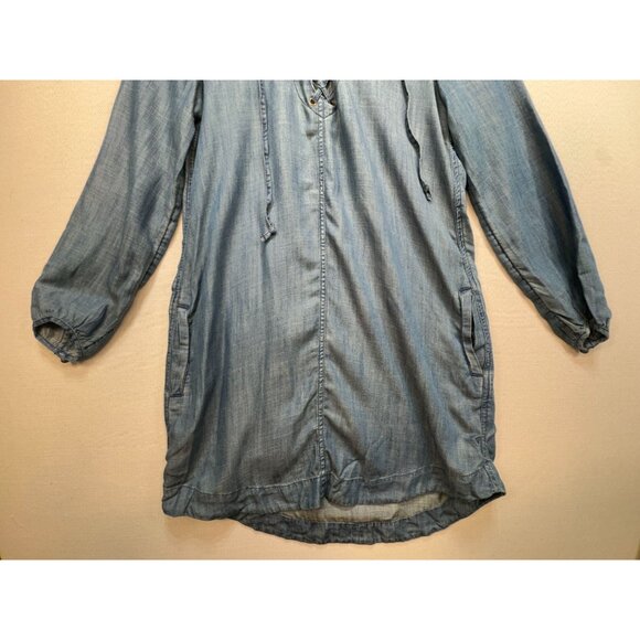 American Eagle Outfitters Womens Chambray Lace-Up Tunic Dress Size Blue Denim - Picture 5 of 12